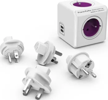 Cestovní adaptér Powercube Rewirable USB Violet 423687 