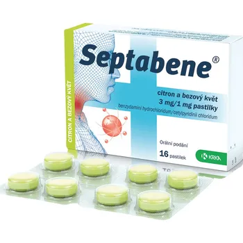 Lék na kašel, rýmu a nachlazení Septabene Citron a bezový květ 3 mg/1 mg