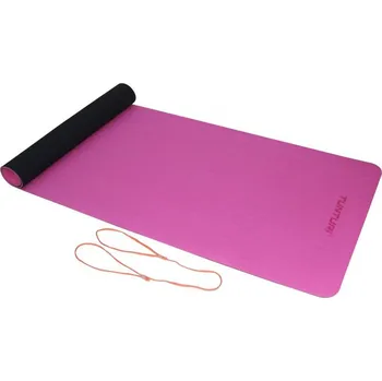 podložka na cvičení Jóga podložka TPE protiskluzová 4 mm TUNTURI s popruhem černo-růžová