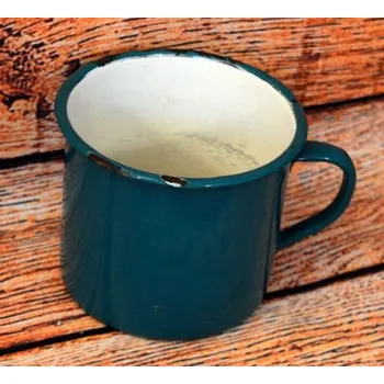 Modrý smaltovaný hrnek plechový