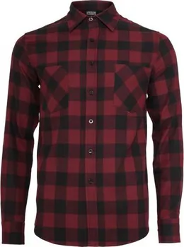 Pánská košile Urban Classics Checked Flanell Shirt Black/Burgundy