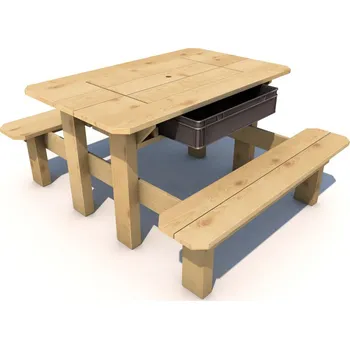 Zahradní stůl Piknikový stolek Herold IMPREGNOVANÝ s plastovým boxem