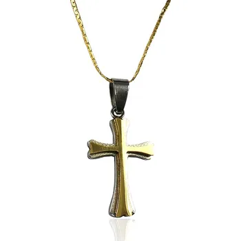 Náhrdelník Náhrdelník křížek gold z chirurgické oceli S170070