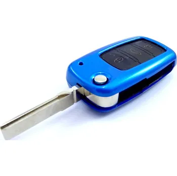 Autoklíč plastový přebal vystřelovacího Klíče vw,škoda,seat - modrá metalíza