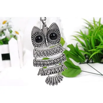 Náhrdelník Načančaná.cz Náhrdelník Sova skládaná velká - 2 barvy Barva: Stříbrná