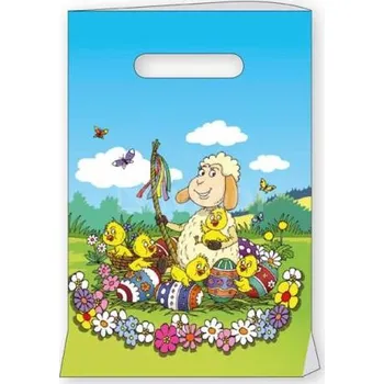Dárková taška Velikonoční taška PE s průhmatem 20 x 30 cm "Beránek" [1 ks]