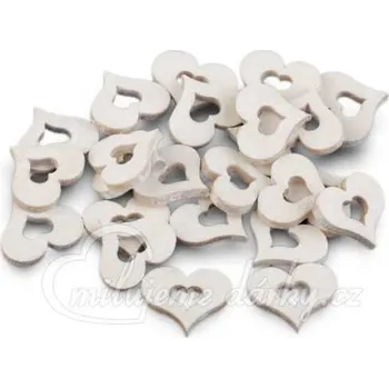 Party dekorace balíček malých dřevěných dekoračních bílých srdíček