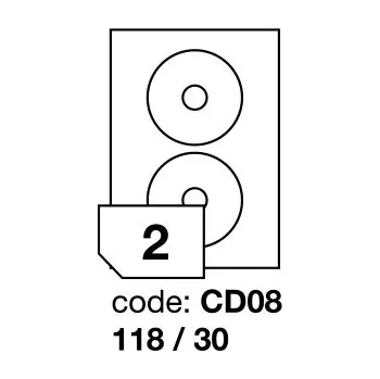 Samolepící etiketa Samolepící etikety Rayfilm Office průměr 118/30 mm 100 archů, inkjet, R0105.CD08