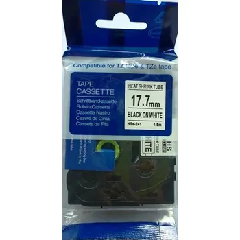 Pásek do tiskárny Kompatibilní páska s Brother HSE-241, 17,7mm, černý tisk na bílém podkladu, smršťovací bužírka