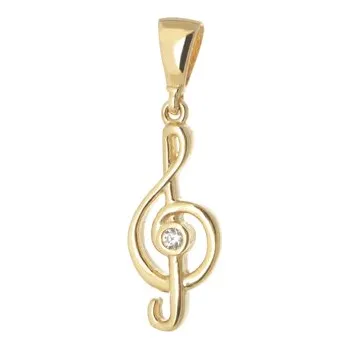 Přívěsek Přívěšek ze žlutého zlata houslový klíč ZZ274F + DÁREK ZDARMA