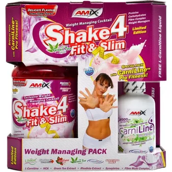 Spalovač tuku Amix Shake4 Fit & Slim 1000 g + Carniline 480 ml