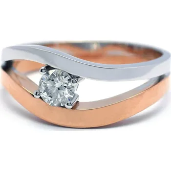 Prsten Klenoty Budín Ručně vyrobený prsten z bílého a červeného zlata s diamantem J-28724-17 (J-28724-17 POŠTOVNÉ ZDARMA!! - velikost prstene libovolná)