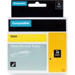 Kompatibilní páska s DYMO 18054 (S0718290), 9mm, černý tisk na žlutém podkladu, plochá smršťovací bu