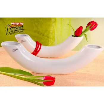 Váza Paramit Duo aranžovací miska bílá 40 cm