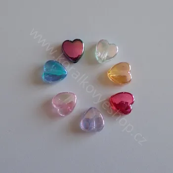 Korálek Plastové srdíčko - Červená