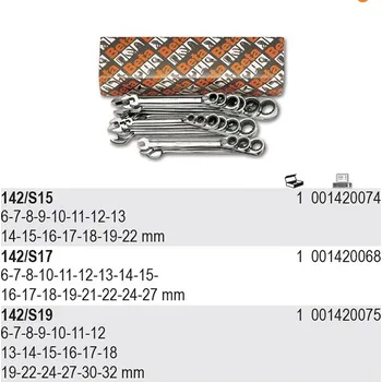 Ruční nářadí SADA RÁČNOVÝCH KLÍČŮ-MODEL 142/S15 15 KS 6-22 MM, V KARTONU (SADA RÁČNOVÝCH KLÍČŮ-MODEL 142/S15 15 KS 6-22 MM, V KARTONU)