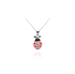Stříbrný náhrdelník MINET RŮŽOVÁ BERUŠKA vykládaná zirkony JMAD0001PN38 (JMAD0001PN38)