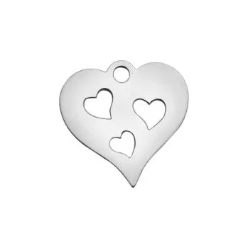 Přívěsek Přívěsek srdce se srdíčky 15x15mm chirurgická ocel
