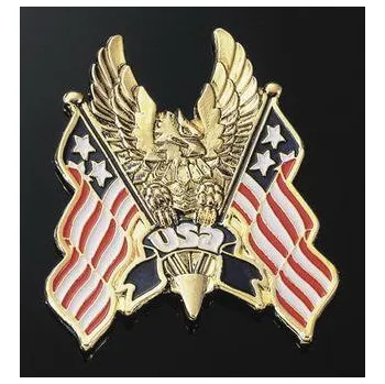 Polep vozidla Chromovaný emblém Highway Hawk EAGLE/USA Flag, 60 mm