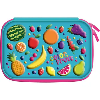 Penál Majewski Penál do školy - obrázek v 3D - Fruits zip prázdný