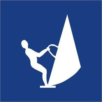 Dopravní značka Plavební znak E20 - Plavba na plovácích s plachtou (windsurfech) povolena