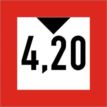 Dopravní značka Plavební znak C2 - Průjezdní výška je omezena (pokud je uvedeno číslo, stanoví průjezdní výšku od vodní hladiny v metrech)