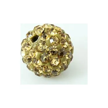 Dětské navlékací korálky Korálek shamballa světle zlatý 14mm (1ks)