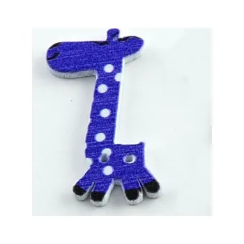 Knoflík Knoflík dřevěný žirafa modrá 40x25mm