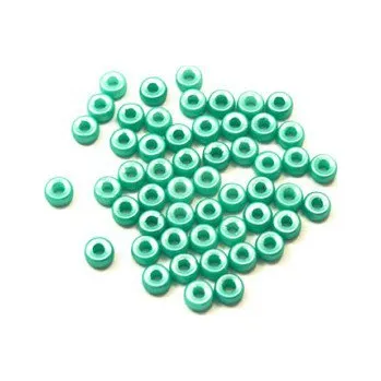 Dětské navlékací korálky Czech heishi zelená matná 60ks