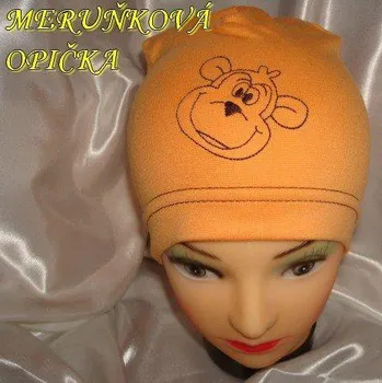 Čepice Betty Mode (ušito v ČR) Jarní/podzimní čepice meruňková opička obvod 45-51 cm