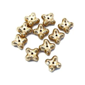 Dětské navlékací korálky Kytička mačkaná zlatá matná 10ks