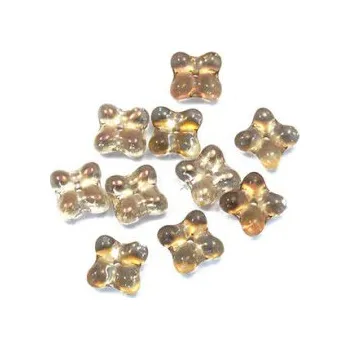 Dětské navlékací korálky Kytička mačkaná zlatý AB lesk 10ks