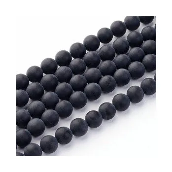 Přírodní kámen Achát matný černý 6mm (12ks)