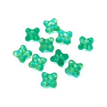 Dětské navlékací korálky Kytička mačkaná zelená s AB leskem 10ks