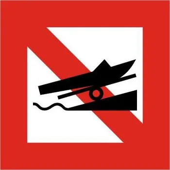 Dopravní značka Plavební znak A19 - Zákaz spouštění plavidel na vodu