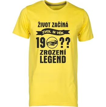 TUKAN AGENCY Pánské tričko Zrození Legend 19?? auto Barva: Žlutá, Velikost: M - zvol svůj ročník