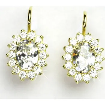 Náušnice Zlaté náušnice, Kate, žluté zlato, čiré zirkony, náušnice se zirkony, NK 1507