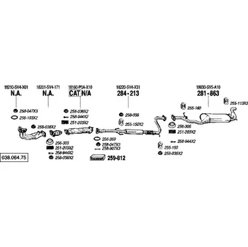 Výfukový systém závěsná guma Bosal 255-160