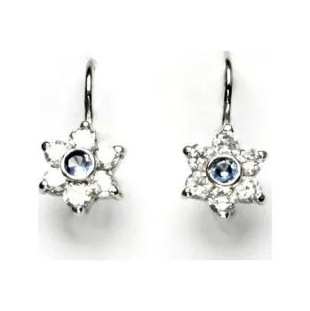 Náušnice Dámské zlaté náušnice, bíle zlato, zirkony, kytičky,náušnice ze zlata,VE 58