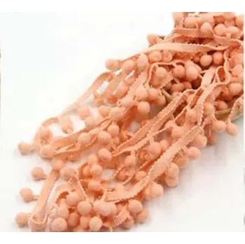 Prýmek - bambulky 15 mm, lososová, balení 4m