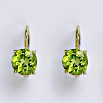 Náušnice Zlaté náušnice,přírodní olivín, žluté i bílé zlato 14 ct, váha 2,45 g,NK 1252