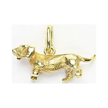 Přívěsek Zlatý přívěšek, bílé i žluté zlato, figurka jezevčík, P 336