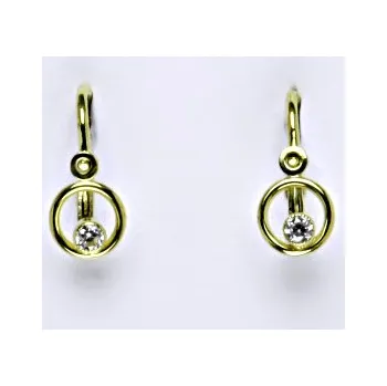Náušnice Dětské náušnice žluté zlato s čirým zirkonem