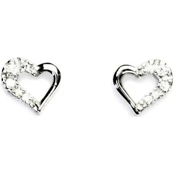 Náušnice Zlaté náušnice, bílé zlato, srdíčka, náušnice se zirkony, srdce, NŠ 1321