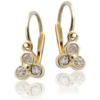 Náušnice VE 198 - Moderní zlaté dětské náušnice se zirkony