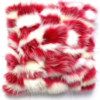 Dekorativní polštářek Špongr Kožešinový polštář z finského mývalovce - Pink&White