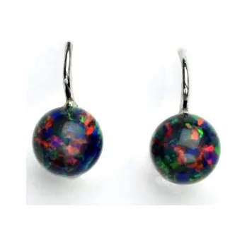 Náušnice Zlaté náušnice,bílé zlato, černý syntetický opál, náušnice s opálem, NK 1356