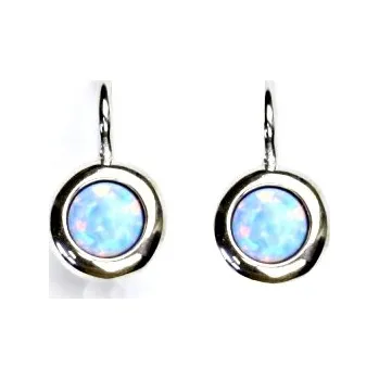 Náušnice Zlaté náušnice, bílé zlato, syntetický světle modrý opál, NK 1470