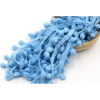 Prýmek - bambulky 15 mm, světle modrá, balení 4m