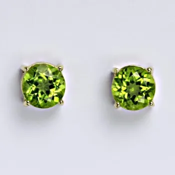 Náušnice Zlaté náušnice,přírodní olivín, žluté i bílé zlato 14 ct,NŠ 1252